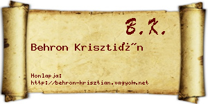 Behron Krisztián névjegykártya